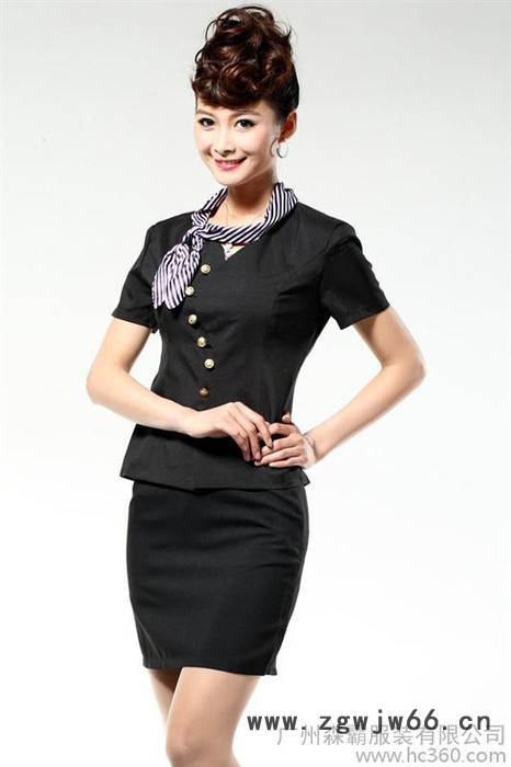 新春款小香风套装 短袖空姐服常服 职业套装女装 酒店工作服女装图3