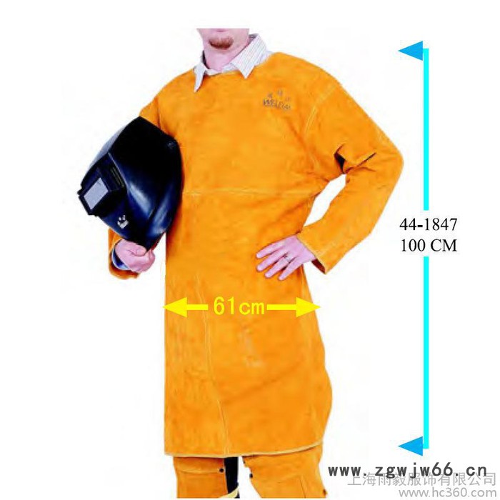 特价氩弧焊反穿衣工作服电焊服防护服金黄色带袖全皮围裙包邮图2