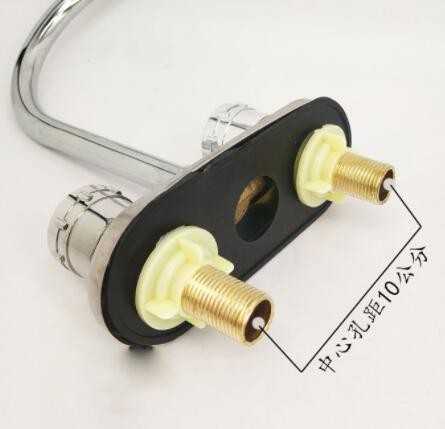 厂家供应批发 工程款式铁盖板双开两联面盆冷热龙头展运隆卫浴图3