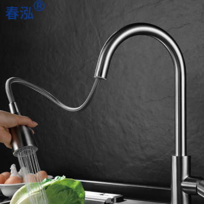 春泓 厂家热销304不锈钢抽拉厨房水龙头 冷热洗菜盆水槽水龙头图3