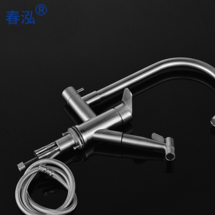 春泓 304不锈钢冷热抽拉水龙头 家用洗菜盆水槽双用厨房水龙头图2