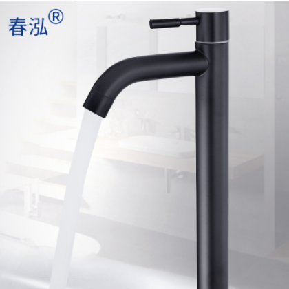 黑色单冷水龙头 304不锈钢单冷浴室台盆龙头 卫生间阳台面盆龙头图2