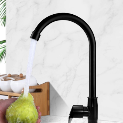 厂家直销 304不锈钢黑色单冷水龙头无铅烤漆水槽洗菜盆洗衣台龙头图3