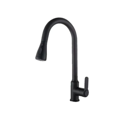 厨房水龙头不锈钢抽拉式冷热水龙头304全铜机器人洗菜盆黑色单冷图2