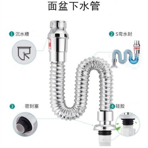 洗手盆下水管套装台盆面盆洗脸盆排水管翻盖式有孔下水器配件代发图2