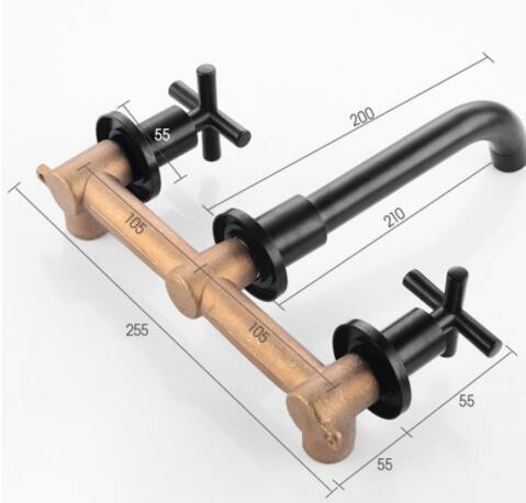 北欧风入墙式面盆水龙头三孔暗装冷热水龙头浴室洗脸盆浴缸水龙头