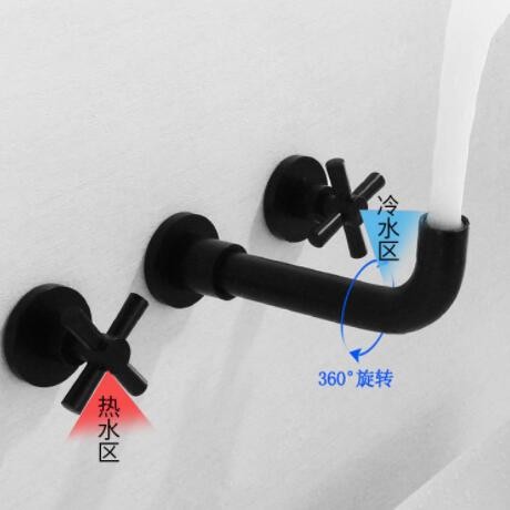 北欧风入墙式面盆水龙头三孔暗装冷热水龙头浴室洗脸盆浴缸水龙头图3