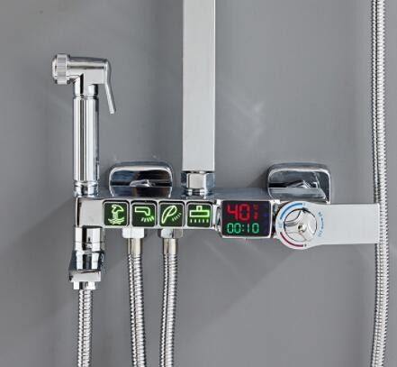 全铜恒温数显淋浴花洒套装家用卫生间黑色卫浴室淋雨顶喷头沐浴器图3