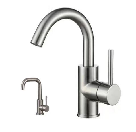 厂家直销卫生间台上下盆不锈钢单孔面盆冷热水龙头可旋转洗头龙头图3