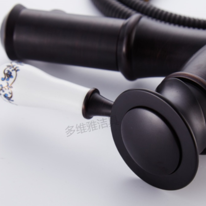 新款仿古全铜抽拉面盆台上盆洗脸盆龙头 冷热黑色水龙头图3