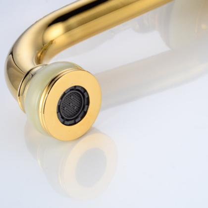 厂家直供欧式全铜面盆冷热水龙头 金色浴室脸盆玉石龙头图3