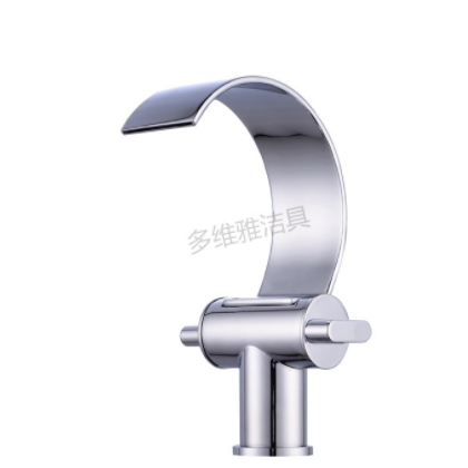 新款全铜宽嘴瀑布面盆水龙头 浴室高档洗脸盆冷热水水龙头图3