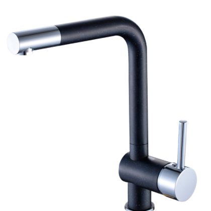 新款全铜冷热菜盆龙头旋转厨房水龙头冷热混水 黑色烤漆龙头图3