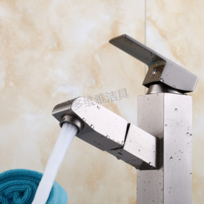卫浴批发 拉丝四方脸盆龙头 拉丝冷热龙头 抽拉伸缩水龙头图2