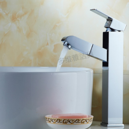 卫浴厂家批发高款全铜台上盆面盆龙头 浴室冷热脸盆抽拉水龙头图3