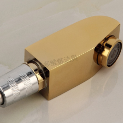 卫浴厂家批发冷热全铜四方抽拉面盆龙头 金色面盆抽拉水龙头图3