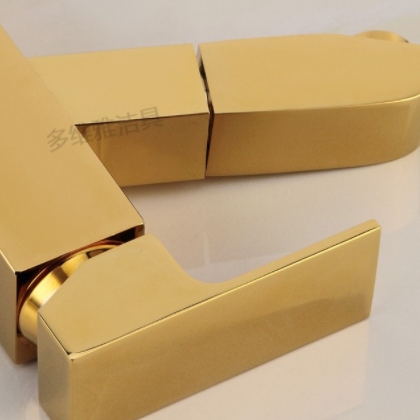 卫浴厂家批发冷热全铜四方抽拉面盆龙头 金色面盆抽拉水龙头图2