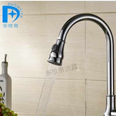 厂家供用 全铜葫芦抽拉菜盆龙头 冷热拉丝抽拉厨房水龙头