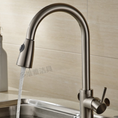 厂家批发全铜多功能厨房龙头洗菜盆冷热抽拉龙头 拉丝厨房水龙头
