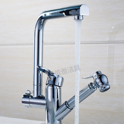 新款全铜喷枪抽拉洗菜盆龙头 多功能冷热立式厨房水龙头抽拉