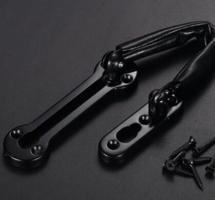 防盗链不锈钢黑色防贼宾馆插销条锁房门内反锁安全防盗扣酒店门栓图2