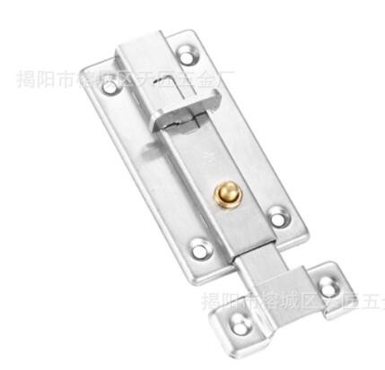 弹簧插销门闩加厚自动弹插自弹明装防盗门栓厕所门不锈钢按钮插销图2