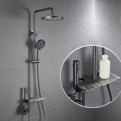 白色全铜淋浴花洒星空套装浴室暗装钢琴按键四档一体冷热淋浴器