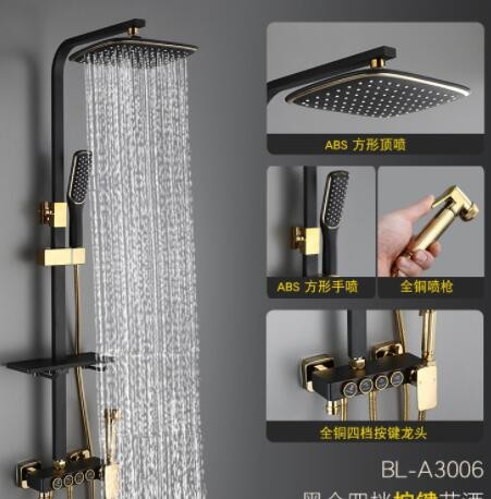 黑色淋浴花洒套装全铜水龙头数显浴室淋浴器沐浴喷头花洒增压美式图3
