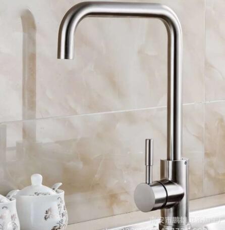 厂家批发SUS304不锈钢厨房冷热菜盆水龙头 平三通拉丝洗菜盆龙头图3