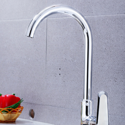 厨房洗菜盆水龙头 水槽旋转大弯管水龙头 菜盆冷热混水龙头铜材图3