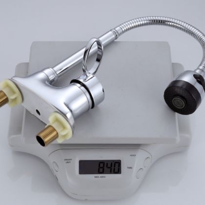 板凳面盆龙头 万向转动管出水嘴龙头 双孔冷热单把水龙头图3