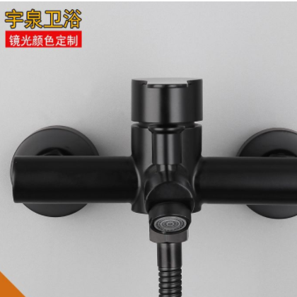 304不锈钢黑色浴缸明珠三联混水阀浴室花洒套装单功能冷热水龙头图2