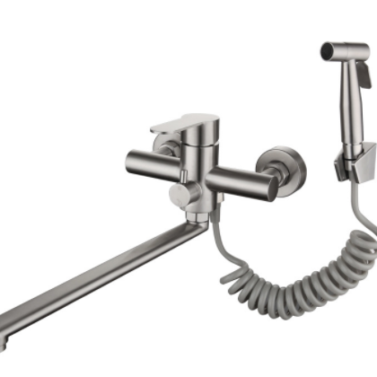 跨境304不锈钢拉丝入墙加长嘴厨房增压喷枪套装浴室多功能水龙头图3