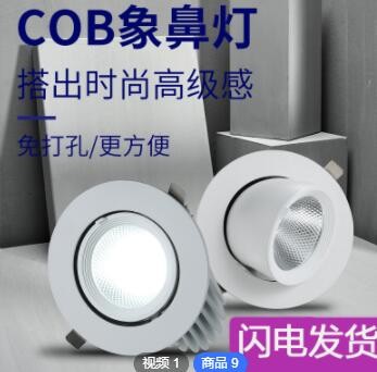 工厂定制服装店射灯背景墙360度可调式LED射灯 工厂直销COB象鼻灯图3