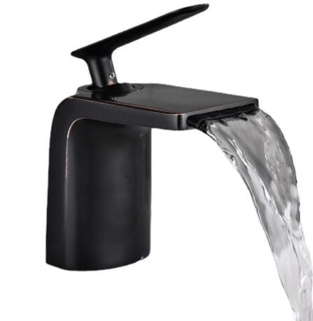 简约北欧黑古瀑布龙头 欧式冷热台上盆龙头 洗脸盆龙头家用龙头图2