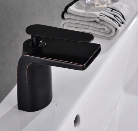 简约北欧黑古瀑布龙头 欧式冷热台上盆龙头 洗脸盆龙头家用龙头图3