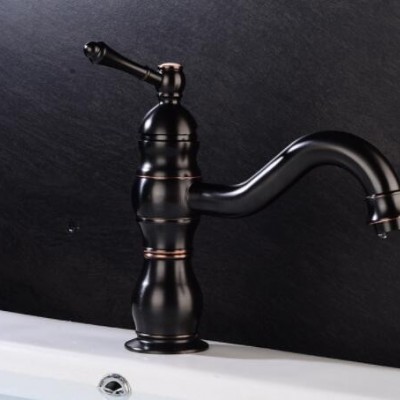 黑古转动台下盆龙头 欧式洗脸盆龙头 多功能冷热水龙头