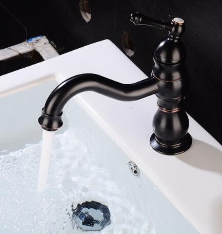 黑古转动台下盆龙头 欧式洗脸盆龙头 多功能冷热水龙头图2