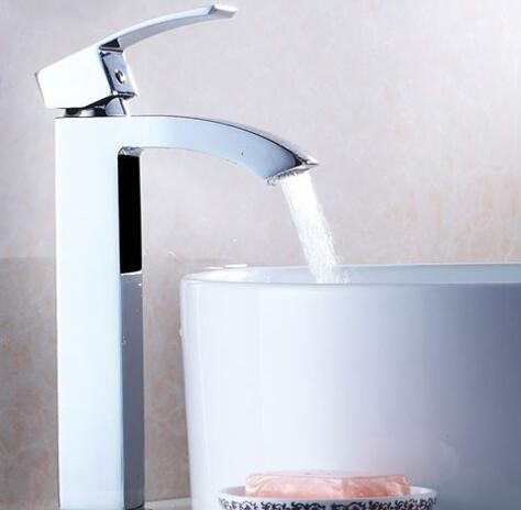 全铜瀑布龙头 欧式黑古台上盆龙头冷热水加高方形龙头图2