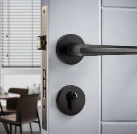 厂家货源全铜木门门锁卧室房门锁静音实木门把手纯铜分体黑色铜锁图3