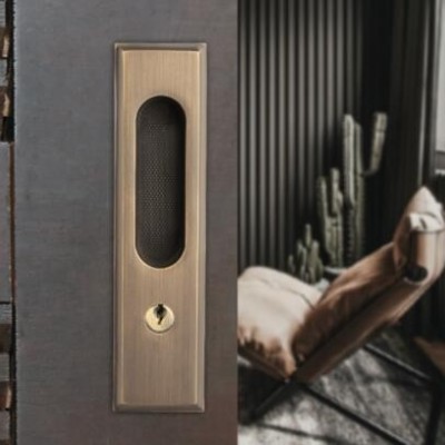 厂家批发 简约纯铜移门锁实木门把手 美式黑色推拉门锁钩锁拉手