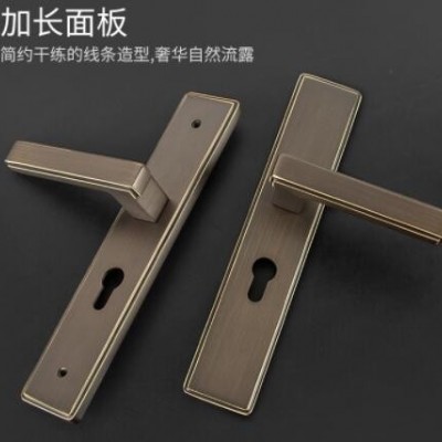 厂家货源纯铜新中式门锁室内静音木门锁咖啡古铜房门锁卧室门把手