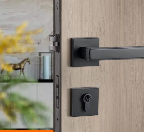 现货批发 新中式古铜色门锁 纯铜室内静音门把手磁吸卧室房门锁