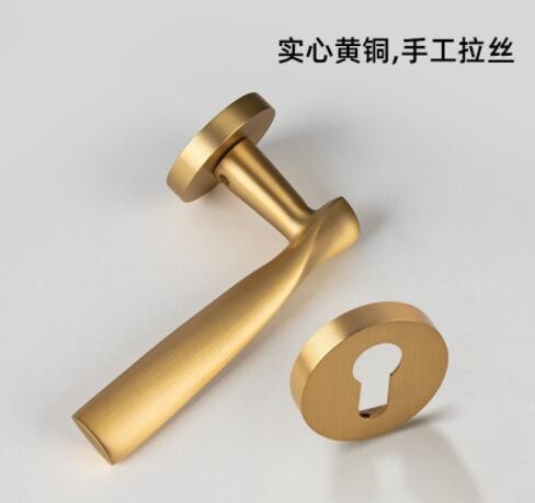 工厂直销全铜分体门锁 纯铜卧室木门锁磁吸静音简约房门锁门把手图2