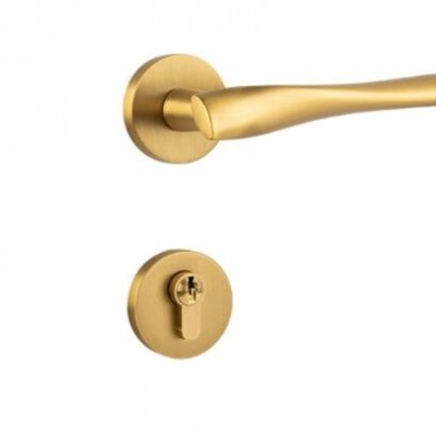 工厂直销全铜分体门锁 纯铜卧室木门锁磁吸静音简约房门锁门把手