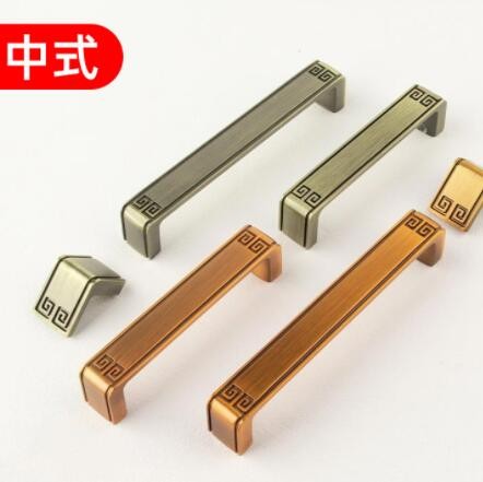 锌合金新中式青古铜柜门橱柜拉手抽屉仿古双孔衣柜门把手家具五金图3