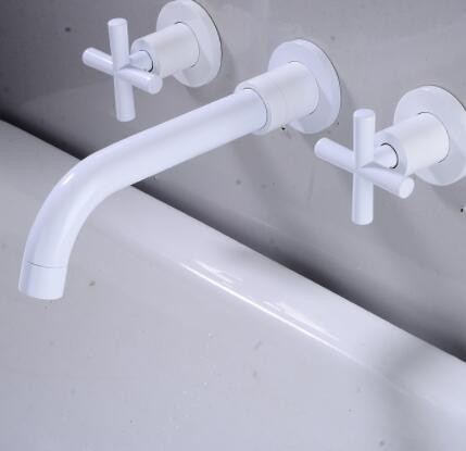 批发全铜暗装金色仿古镀铬黑色冷热水面盆水龙头入墙式台盆水龙头图2