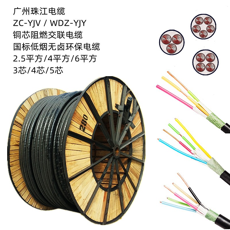 厂家直供珠江电缆ZC-YJV-3*6铜芯交联低烟无卤阻燃国标电力电缆图3