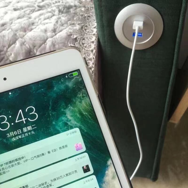 智能家居双USB沙发充电器办公桌书桌内嵌式充电口软床USB充电接口图2