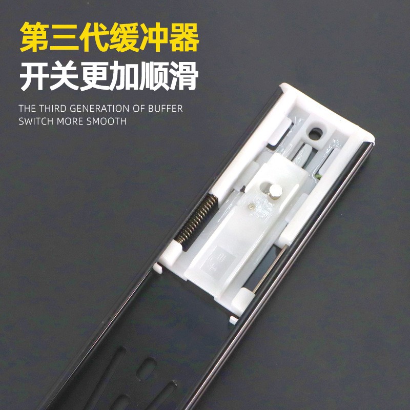 4512三节缓冲滑轨白色抽屉滑道加厚静音道轨书桌床头柜茶几导轨图3